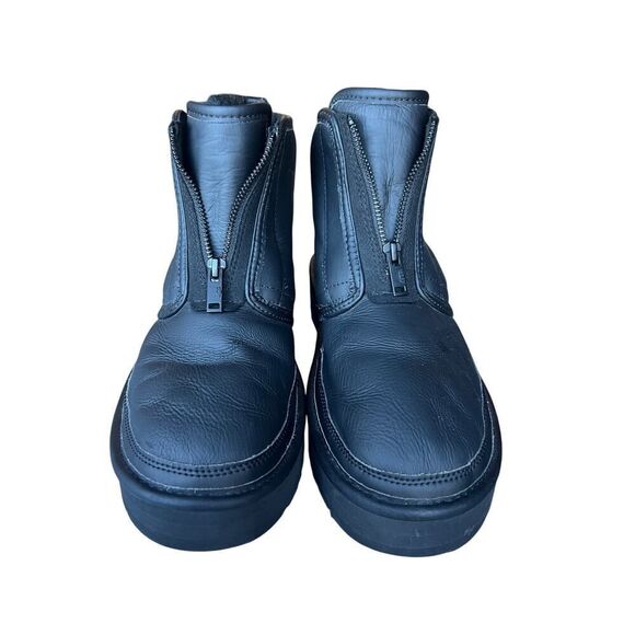 UGG ULTRA BLACK MATTE NEUMEL PLATFORM LEATHER WOOL BOOTS 10 WOMEN MSRP $225 - Picture 4 of 13